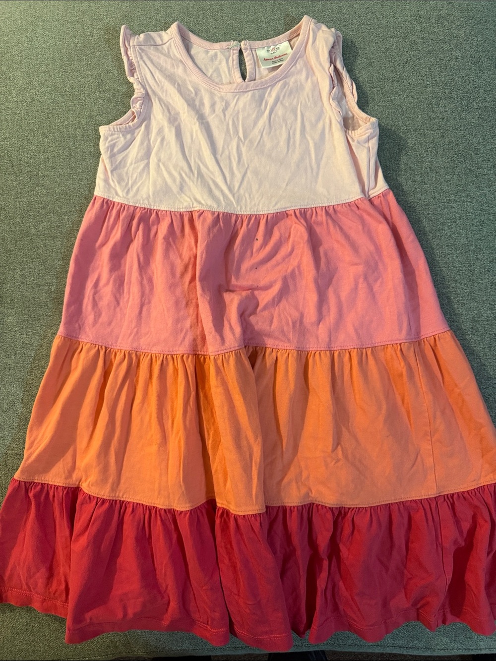 3/$15- Hanna Andersson Girls Tiered Colorblock Cotton Dress - White, Pink, Coral